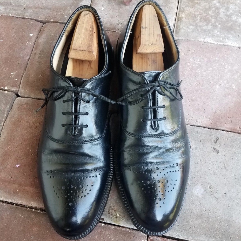 Black Leather Lace Up Brogue Oxfords Size 11 Italy